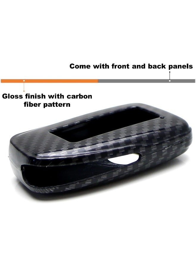 iJDMTOY iJDMTOY Gloss Finish Black Carbon Fiber Pattern Hard Shell Key Fob Cover Case - Image 4