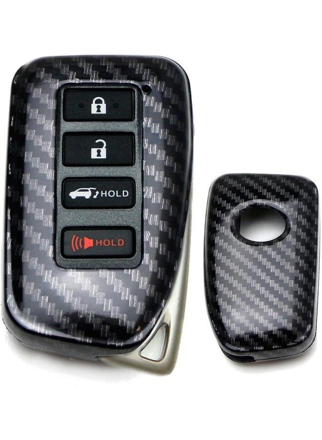 iJDMTOY iJDMTOY Gloss Finish Black Carbon Fiber Pattern Hard Shell Key Fob Cover Case - Image 1