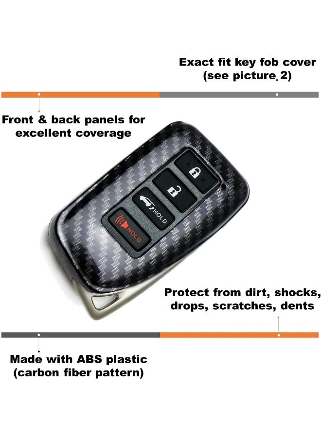 iJDMTOY iJDMTOY Gloss Finish Black Carbon Fiber Pattern Hard Shell Key Fob Cover Case - Image 3