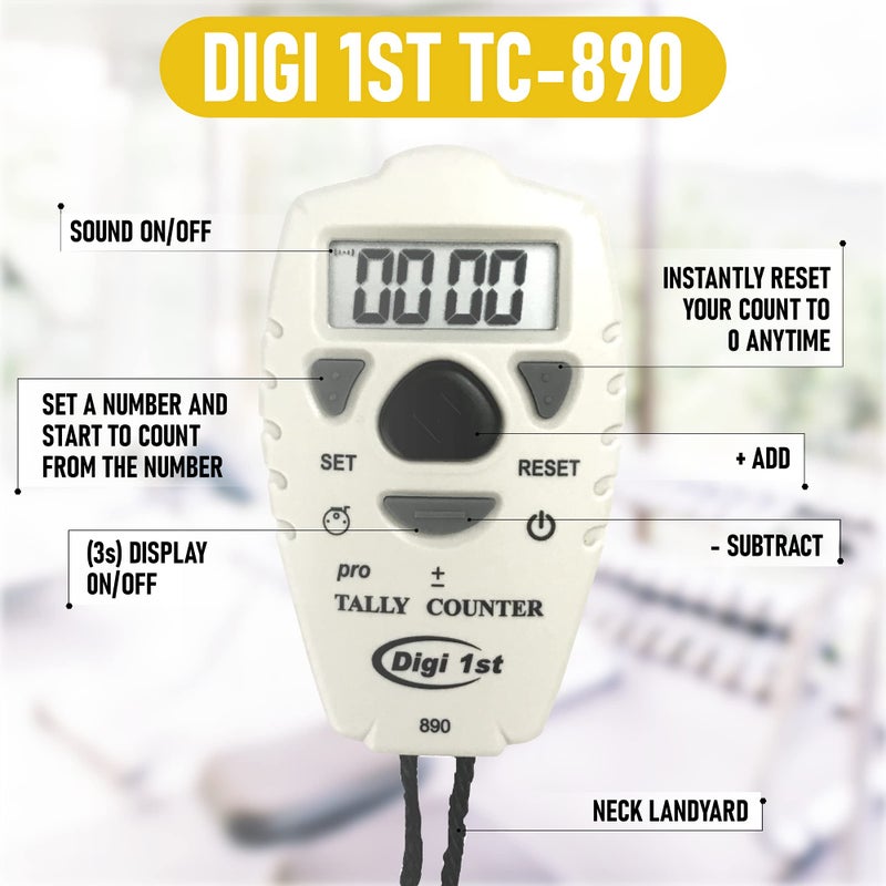 Digi 1st TC-890 Digital Tally Counter, Electronic Up Down Clicker Counter, Add/Subtract People Counter, Handheld Pitch Counter for Golf, Lap & Knitting (1-Pack) - Image 4