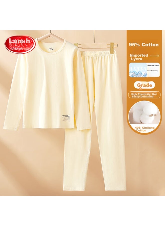 LANG SHA Langsha [7a Antibacterial + Lai Ka] Children's Autumn Underwear Set, Boys And Girls Inner Wear, Big Kids Autumn And Winter Thermal Pajamas - Image 1
