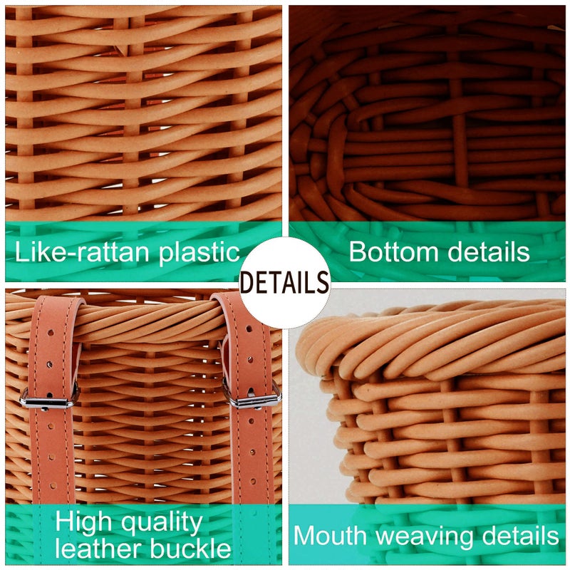 YMhoart Kids Bike Basket Wicker Woven Front Bicycle Basket for Boys Girls Mini Handlebar Basket for Kids Bike or Scooter - Image 4