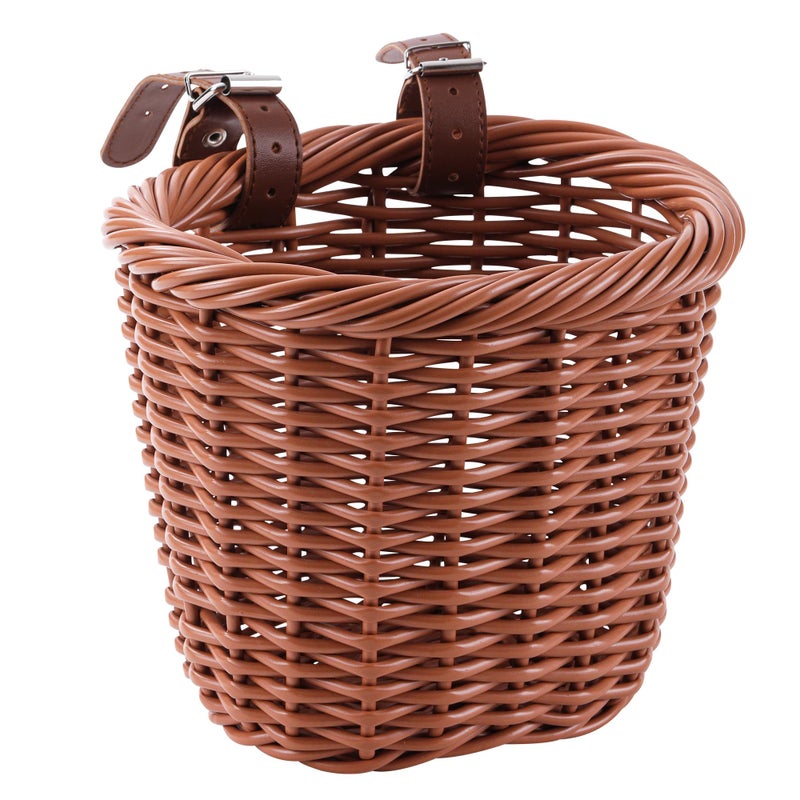YMhoart Kids Bike Basket Wicker Woven Front Bicycle Basket for Boys Girls Mini Handlebar Basket for Kids Bike or Scooter - Image 1