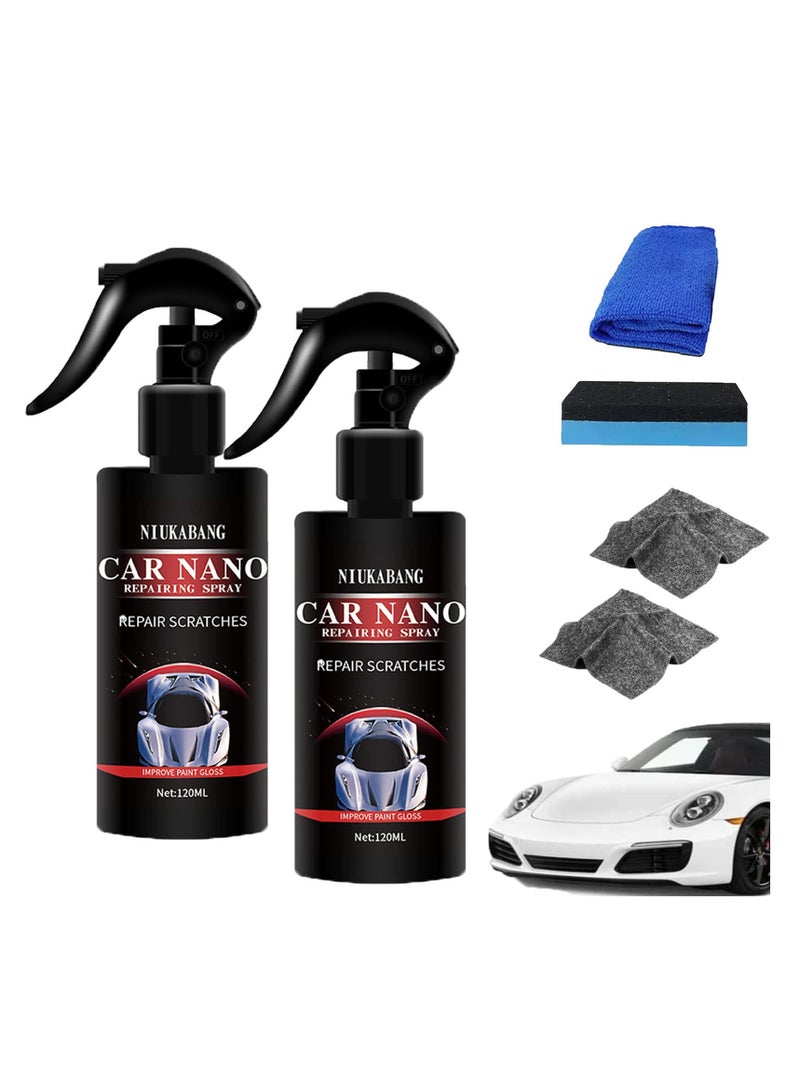 SYOSI Car Scratch Repair Nano Spray, 2 Pcs Coating Renewal Agent, Car Nano Repairing Spray, Car Coating Wax Polishing Spray, Fast Repairing Scratch Spray, for All Car Body 120ML - Image 1
