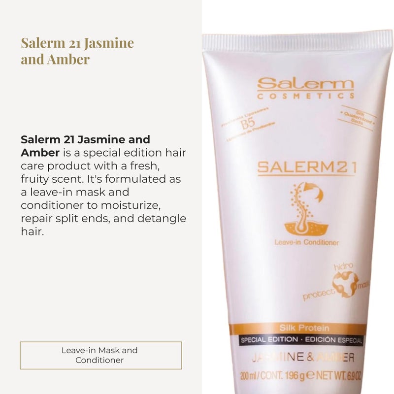 SALERM - 21 Jasmine and Amber - 200 ml - Leave-In Mask and Conditioner - with Silk Proteins - Anti-Frizz - Split Ends Repair - Deep Hydration - Image 2