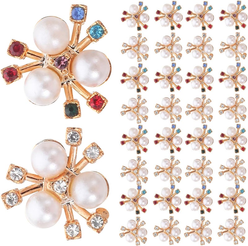 200pcs Pearl Rhinestone Flower Buttons for Sewing Decorative Crafts Hair Accessories and Clothing Embellishments for Women and Random Color - Image 1