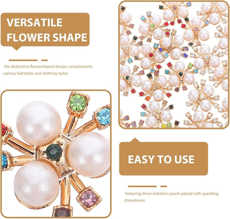 200pcs Pearl Rhinestone Flower Buttons for Sewing Decorative Crafts Hair Accessories and Clothing Embellishments for Women and Random Color - Image 3