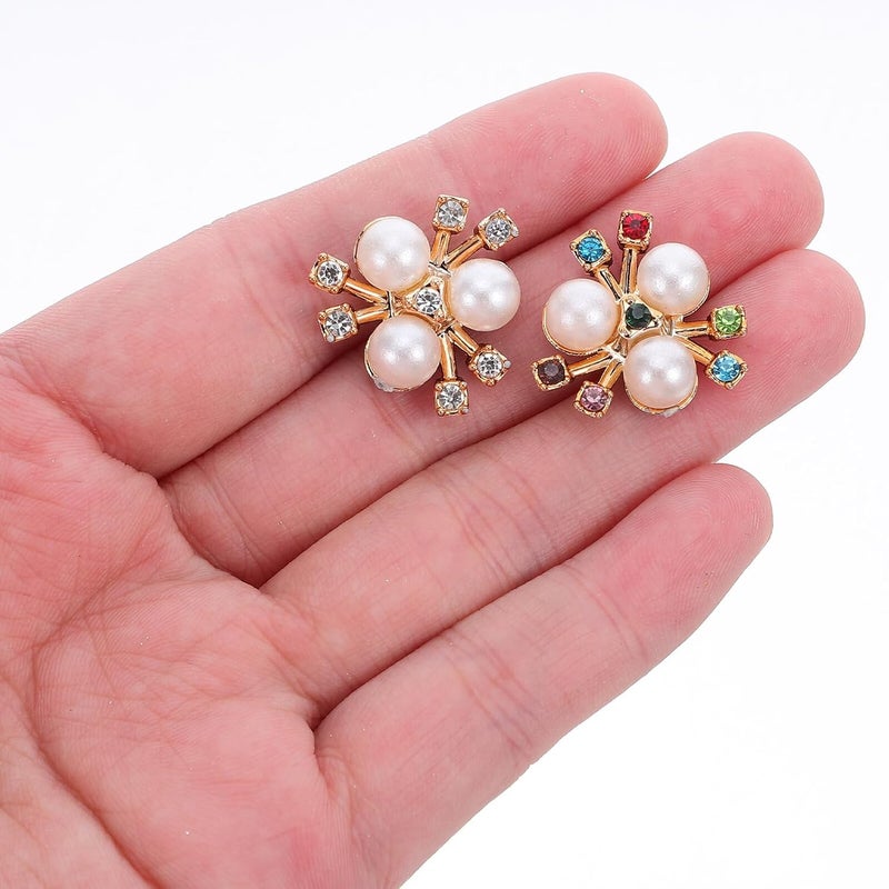 200pcs Pearl Rhinestone Flower Buttons for Sewing Decorative Crafts Hair Accessories and Clothing Embellishments for Women and Random Color - Image 4