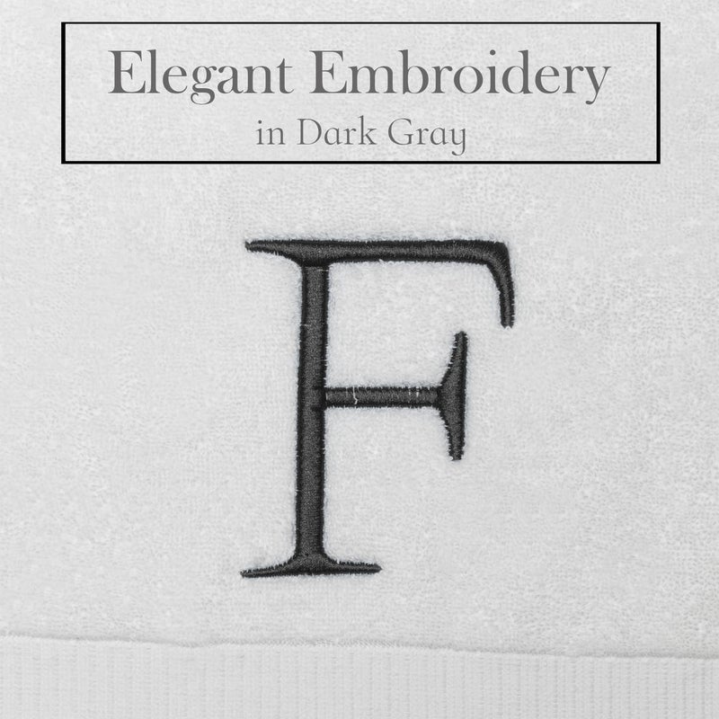 Decorvo Dark Gray Monogrammed Hand Towel for Bathroom - Initial Hotel Quality Decorative Embroidered Luxury Towel for Powder Room  Spa - GOTS Organic Certified - Set of 2 Letter F  - Image 3