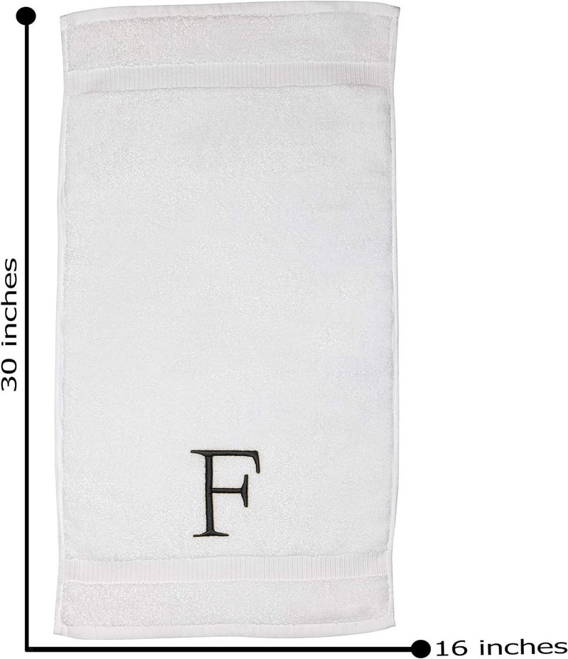 Decorvo Dark Gray Monogrammed Hand Towel for Bathroom - Initial Hotel Quality Decorative Embroidered Luxury Towel for Powder Room  Spa - GOTS Organic Certified - Set of 2 Letter F  - Image 4