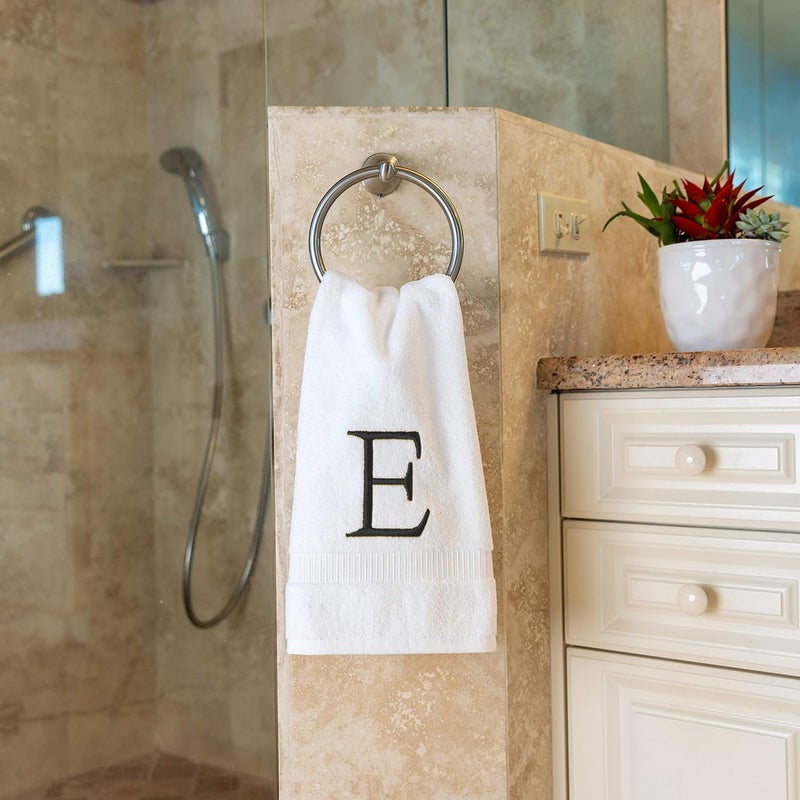 Decorvo Dark Gray Monogrammed Hand Towel for Bathroom - Initial Hotel Quality Decorative Embroidered Luxury Towel for Powder Room  Spa - GOTS Organic Certified - Set of 2 Letter F  - Image 5