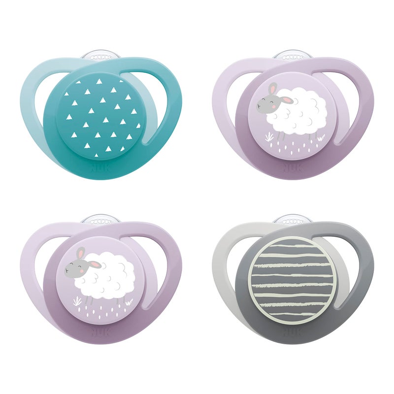 NUK Glow-in-The-Dark Orthodontic Pacifier with Heart-Shaped Shield, BPA-Free, fits 0-6 Months, 4-Pack - Image 1