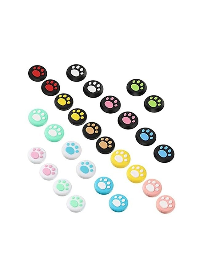 بروماس سيليكون الإبهام قبضة قبعات استبدال لطيف القط تصميم مخلب الإبهام قبضة التناظرية عصا قبعات عصا التحكم غطاء لينة سيليكون متوافق مع التبديل، سويتش لايت ووحدة التحكم Joy-Con (28 قطعة) - Image 1