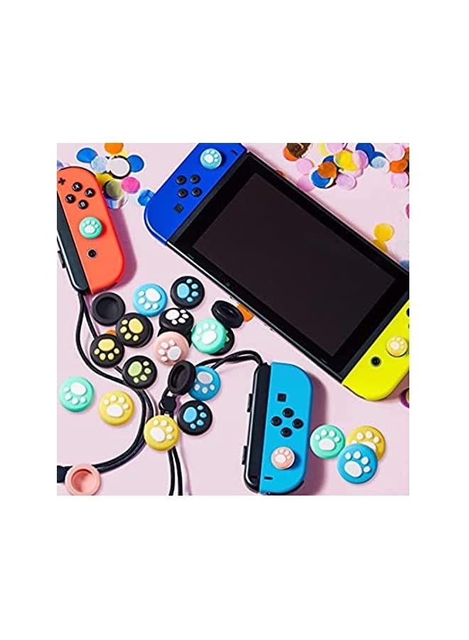 بروماس سيليكون الإبهام قبضة قبعات استبدال لطيف القط تصميم مخلب الإبهام قبضة التناظرية عصا قبعات عصا التحكم غطاء لينة سيليكون متوافق مع التبديل، سويتش لايت ووحدة التحكم Joy-Con (28 قطعة) - Image 2