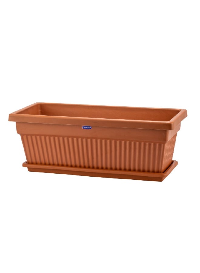 Cosmoplast Durable Rectangular Plastic Planter with Tray Terracotta 29 x 31 x 75 cm 