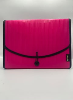 Aroma Aroma A4 Expanding File Organizer – 13 Pocket Document Folder with Elastic Closure (Pink)  - Image 1