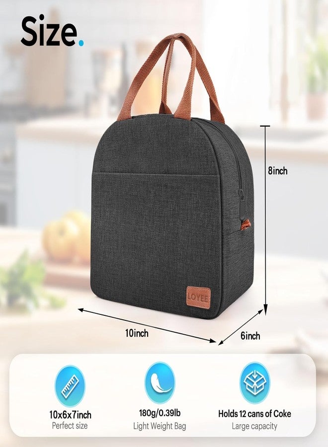 LOYEE Lunch Bag Lunch Box for Women & Men, Large Capacity Insulated Lunch Bag for Adult, Leakproof Reusable Lunch Tote Bags for Work/Office/Travel/Picnic (Black) - Image 2