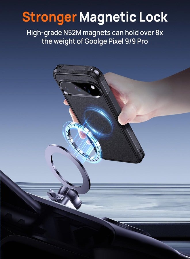 جراب Lanhiem المغناطيسي لهاتف Pixel 9/9 Pro مع واقي شاشة من الزجاج المقوى، ممتص للصدمات بدرجة عسكرية، جراب مضاد للخدش ومقاوم للصدمات لهاتف Google Pixel 9 / 9Pro مقاس 6.3 بوصة، أسود أوبسيديان - Image 4