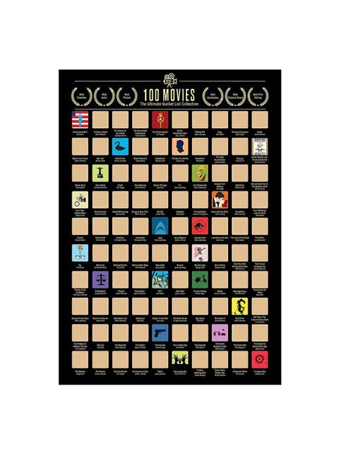 Scratch Off Poster, 100 Movies Scratch Off Poster - 42 x 60cm Bucket List Movie Poster, Easy to Scrape Down, Best Birthday for Movie Lovers