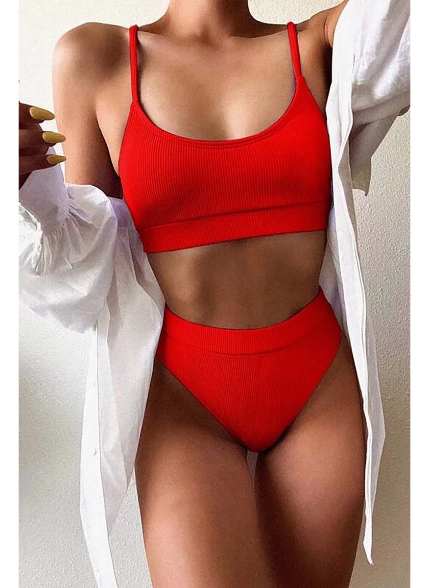 Angelsin High Waist Twill Tankini Bikini Set  - Image 1