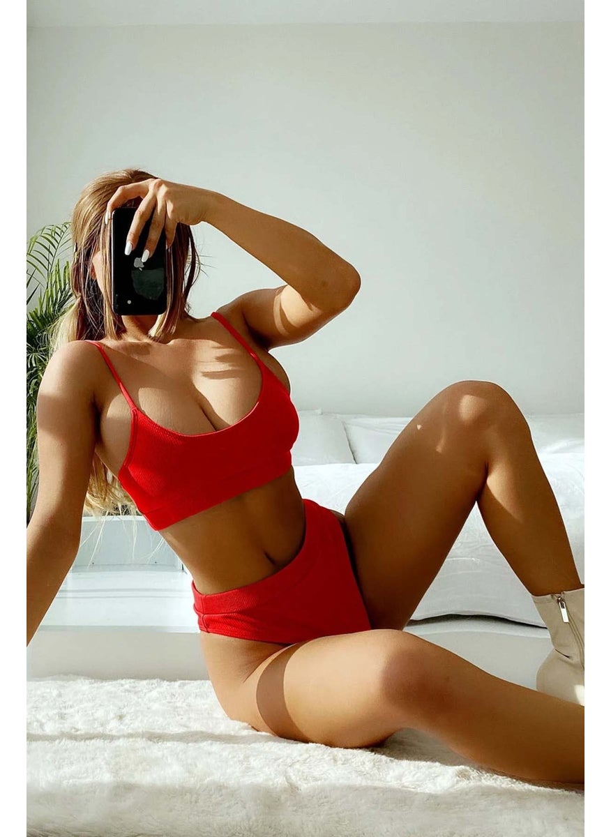 Angelsin High Waist Twill Tankini Bikini Set  - Image 2