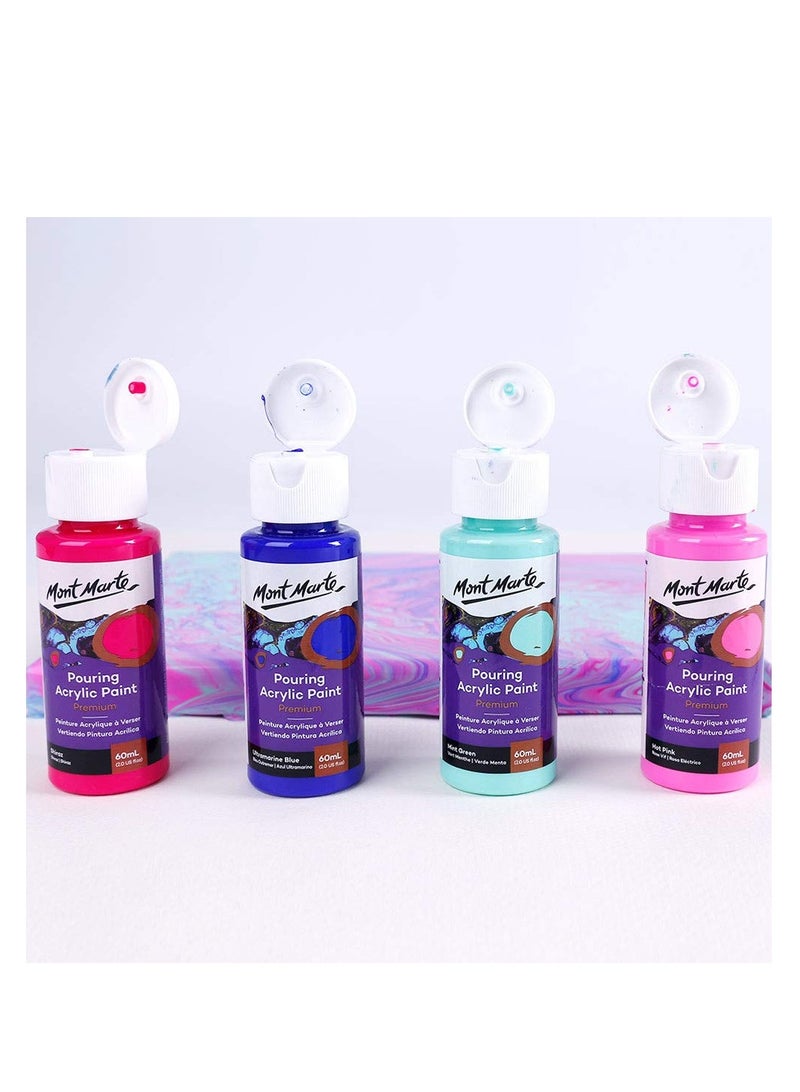 Mont Marte 4-Piece Premium Pre-mixed Pouring Acrylic Paint Aurora Colour Set 60ml Content Per Bottle - Image 2
