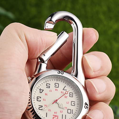 NICERIO Clip-on Fob Watch,Night Light Alloy Watch Ideal for Doctors Nurses Rock Climbing Mountaineering (White) - Image 4