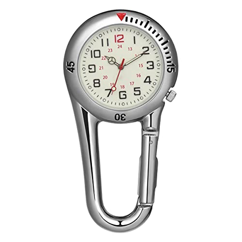 NICERIO Clip-on Fob Watch,Night Light Alloy Watch Ideal for Doctors Nurses Rock Climbing Mountaineering (White) - Image 1