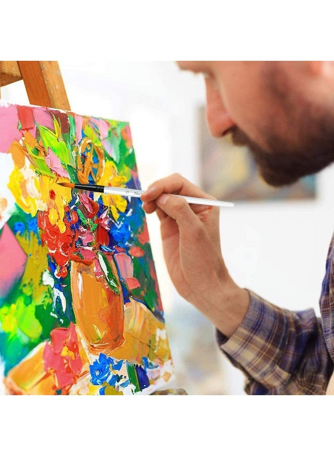 مجموعة فرش رسم فرش فنانين لطلاء الاكريليك الزيتي والألوان المائية والجواش مجموعة فرش رسم احترافية مع أطراف من النايلون الصناعي (مجموعة فرش متنوعة) 10قطعة - Image 3