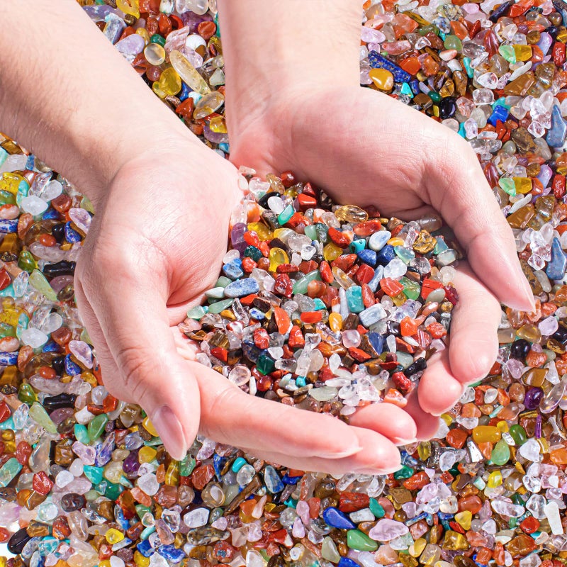 EZEELAI Chakra Crushed Stone Crystal Chips Bulk 0.88 Lb, Tumbled Healing Gemstones Rocks Quartz Pieces Irregular Shaped Decorative Vase Fillers Aquarium Gravel Rocks - Image 1