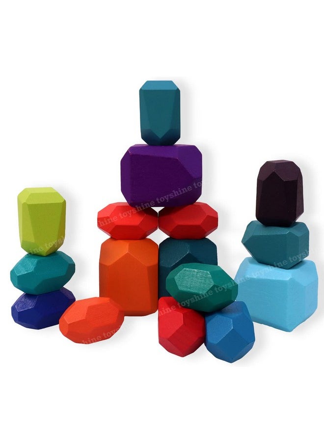 Toyshine Toyshine 12 Pieces Wooden Building Balancing Block Set, Stacking Stone Blocks Game and Educational Puzzle Toy for Adult  - Image 1