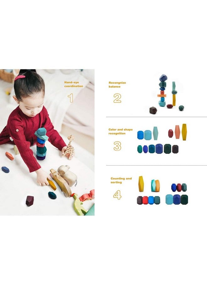 Toyshine Toyshine 12 Pieces Wooden Building Balancing Block Set, Stacking Stone Blocks Game and Educational Puzzle Toy for Adult  - Image 4
