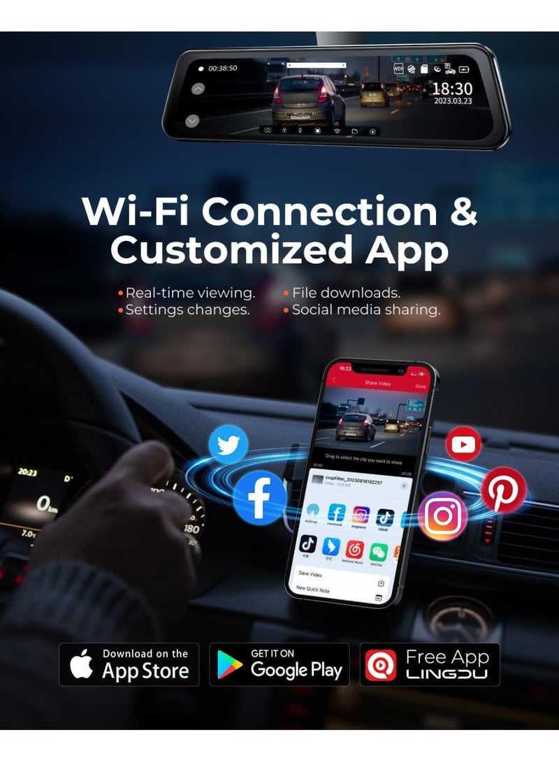 LINGDU Dash Cam Front & Rear Camera LINGDU LD2K Lingdu Cam Shot - Image 3