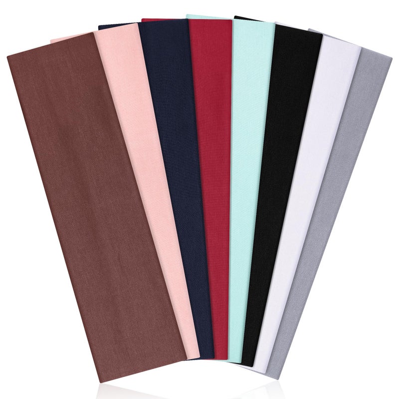 Ztomine 8 Pack Headbands for Women Non Slip - Stylish Sports Hair Bands for Women's Hair - Soft Cotton Cloth Stretchy Headbands for Women for Yoga, Outdoor Exercise Running - Image 1