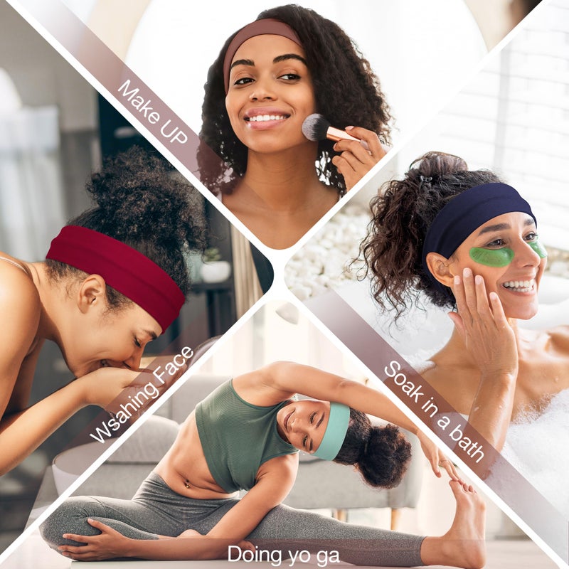 Ztomine 8 Pack Headbands for Women Non Slip - Stylish Sports Hair Bands for Women's Hair - Soft Cotton Cloth Stretchy Headbands for Women for Yoga, Outdoor Exercise Running - Image 4