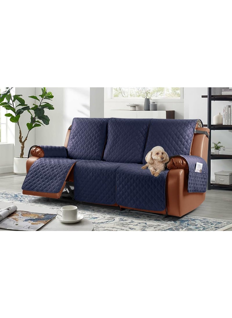Ruaozz Ruaozz 1Piece Waterproof Recliner Sofa Cover 3 Seater Couch Recliner CoversDark Blue  - Image 1