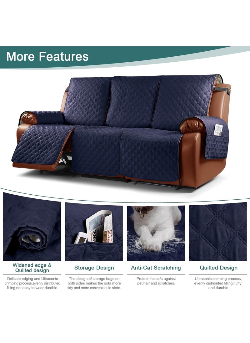 Ruaozz Ruaozz 1Piece Waterproof Recliner Sofa Cover 3 Seater Couch Recliner CoversDark Blue  - Image 4