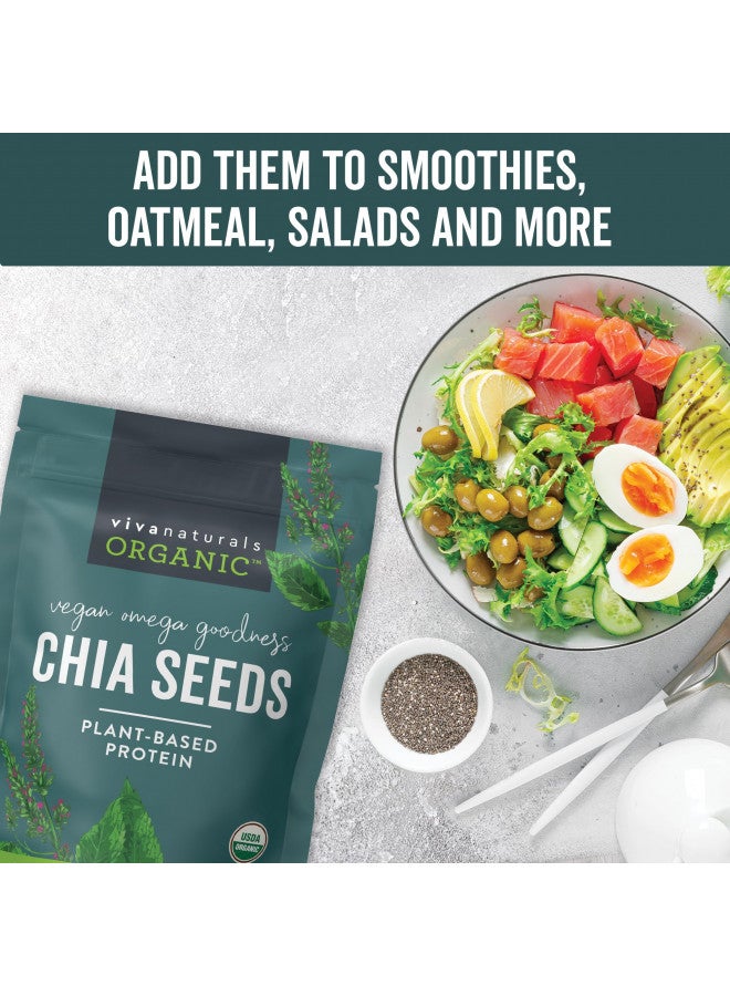 Viva Naturals Organic Chia Seeds - Plant-Based Omegas 3 and Vegan Protein, Perfect for Smoothies, Salads and Chia Puddings, Certified Non-GMO and USDA Organic, 2 lb (907 g) - Image 4