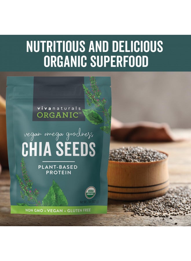 Viva Naturals Organic Chia Seeds - Plant-Based Omegas 3 and Vegan Protein, Perfect for Smoothies, Salads and Chia Puddings, Certified Non-GMO and USDA Organic, 2 lb (907 g) - Image 2