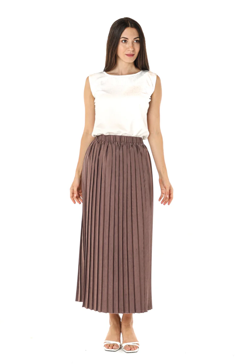 Moistreet Pleated High Waist Midi Skirt
