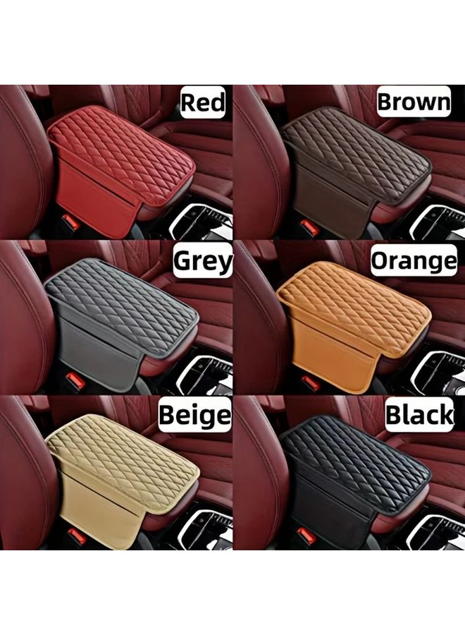 Red Faux Leather Car Armrest Mat High Quality Various Colors - Image 1