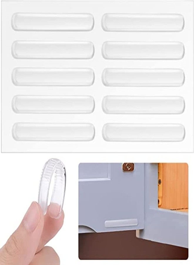 HENIJ� Cabinet Bumpers Clear Self Adhesive Rubber Strips, Furniture Bumpers for Sliding Door, Drawers, Chair (Pack of 50) - Image 1