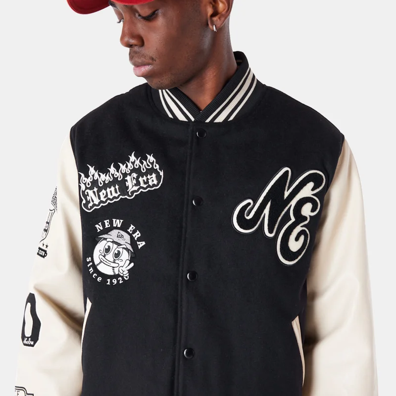 New Era Black Men's Patch Varsity Jacket for Men | Best Price UAE