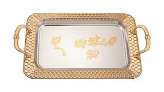 Saif Plus SAIFPLUS  RECTANGULAR   METAL TRAY 1 SET FULL Gold & CHROME - Image 3