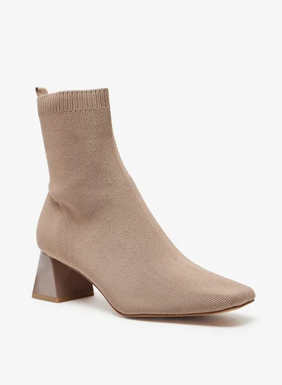 سيليست Women's Textured Slip-On Ankle Boots with Block Heels