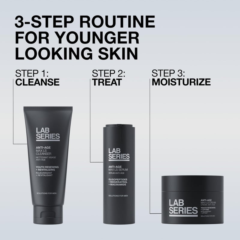 Lab Series Max LS Men's Skincare Set - Essential Skin Care Routine Kit Includes Anti Aging Moisturizer - Foaming Face Wash - Face Serum for Men - Image 5