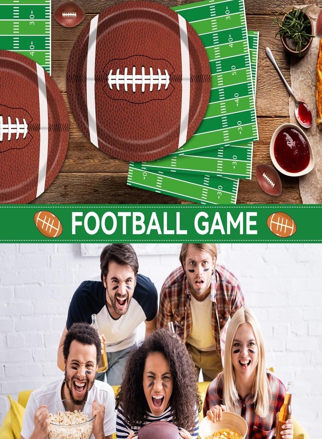 QOUBAI Oval Paper Plates and Napkins - Touch Down Party Decorations - Rugby Birthday Supplies - 11inch Boys Sports Game Theme Dish Tray Dinnerware for Football Game Celebration, 25 Guest - Image 3