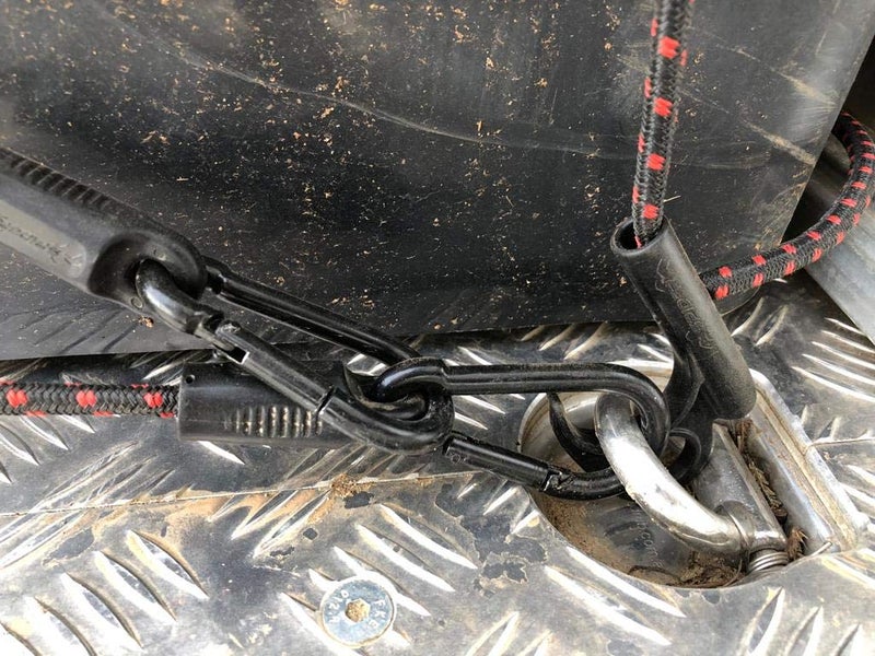 SPIDER حبال بونجي قابلة للتعديل من SPIDER مع خطاف وكارابينر، 48 بوصة غير مشدودة، 7-70 بوصة مشدودة - خطافات سريعة التعديل - أحزمة ربط ثقيلة لتحمل الظروف الخارجية، أسرة الشاحنات، النقل، الحمولة، القماش المشمع، (2 قطعة) - Image 3