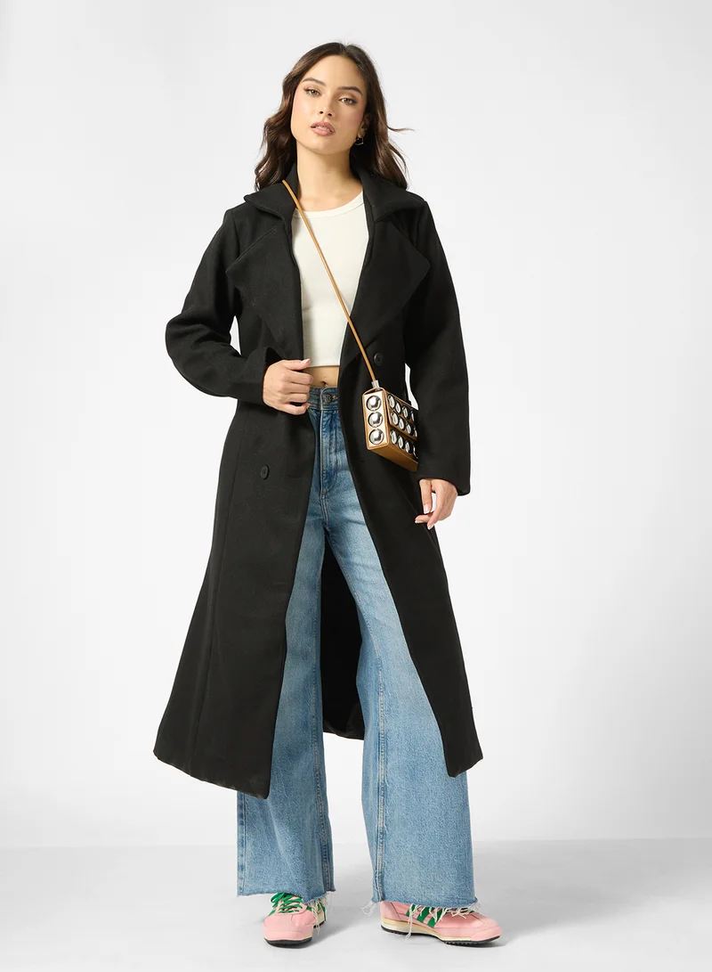 Ginger Woolen Longline Trench Coat