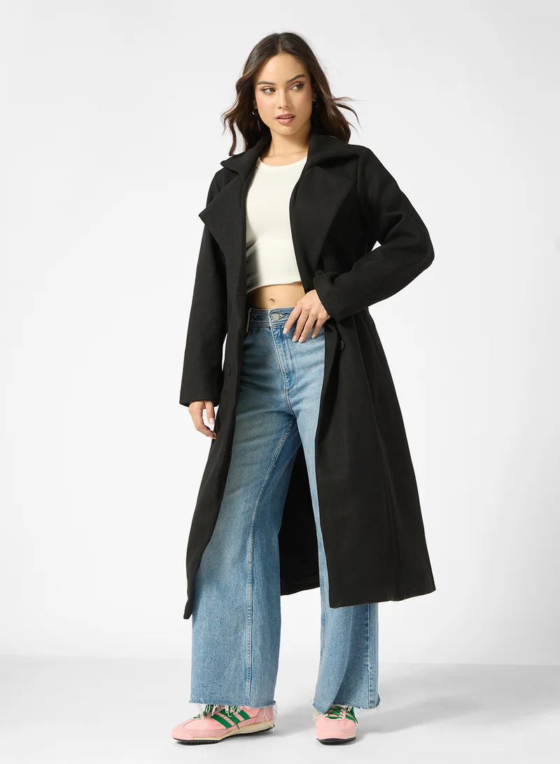 Ginger Woolen Longline Trench Coat